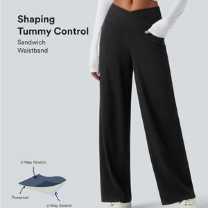 HALARA Black Wide Leg Pants with Tummy Control